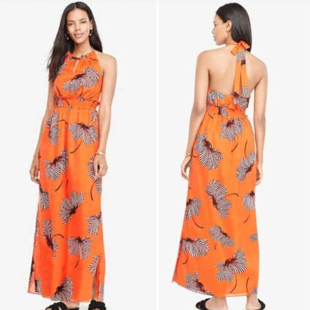 SOLD! ANN TAYLOR FLORAL HALTER  DRESS